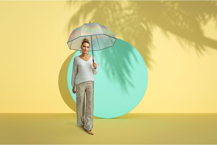 Parasol długi Knirps C.760 Stick Transparent Stardust agave, zdjęcie 4