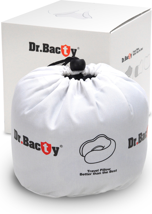 Poduszka podróżna Dr.Bacty Czerwona + Opaska na oczy / zatyczki, zdjęcie 6